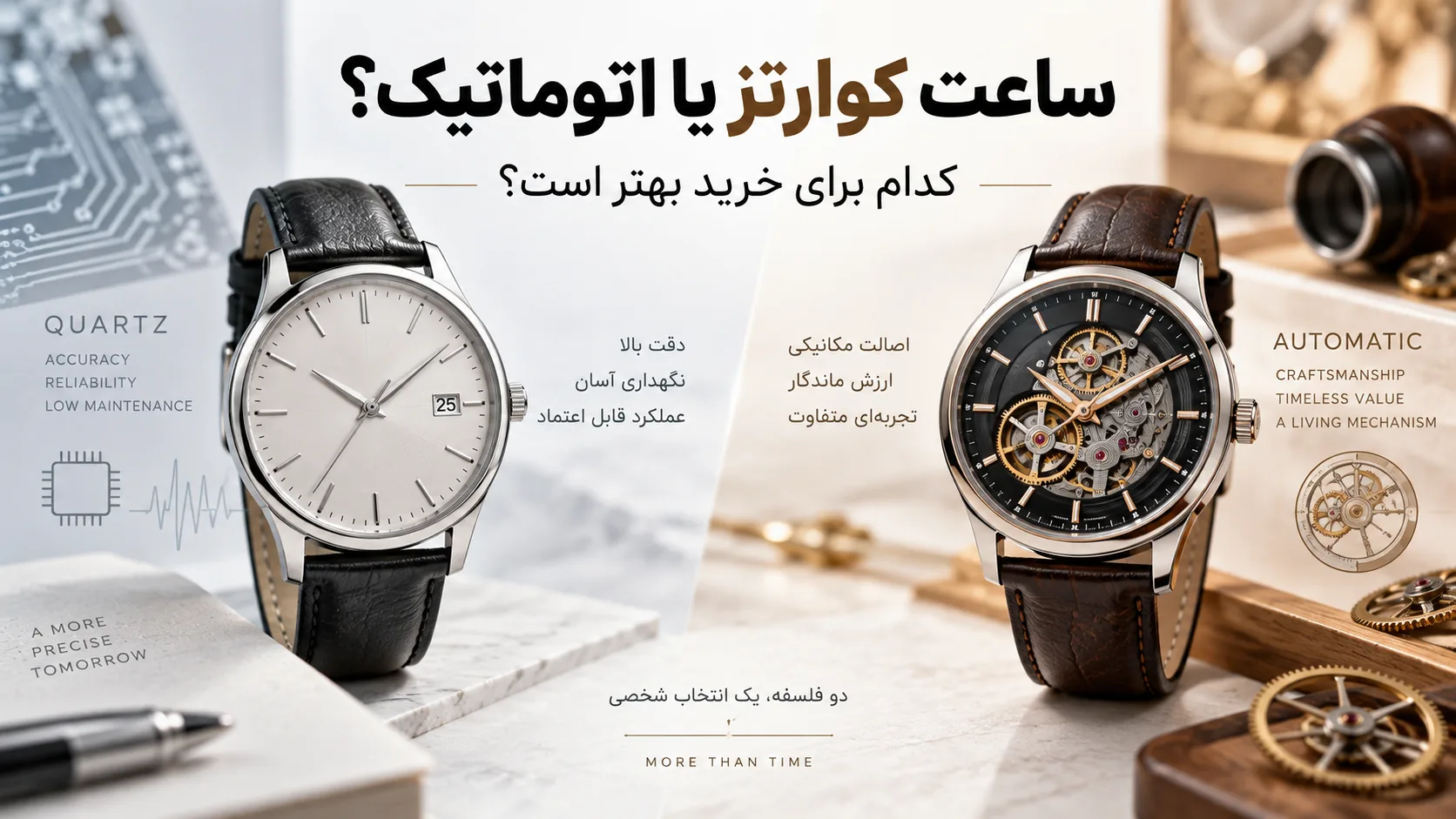 ساعت کوارتز یا اتوماتیک؛ مقایسه ساعت کوارتز و اتوماتیک